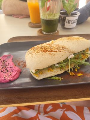 Full Sandwich (w scrambled tofu, vegan cheese, salad, avocado and alioli) at El Michi del Puerto in Tenerife
