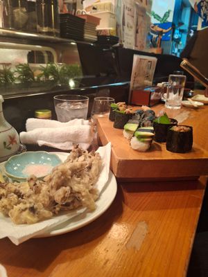 Tampura mashromm, shushi at Sushi Nori - すし典 in Matsumoto