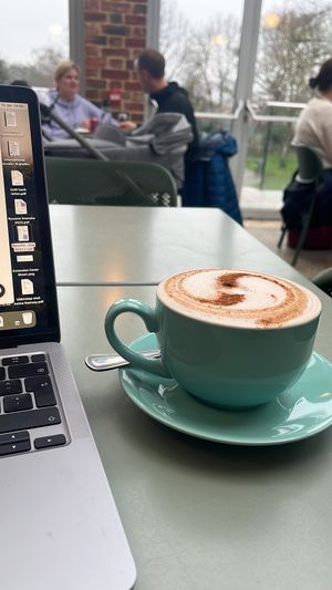 Very nice chai latte with soy milk  at Deeney's Cafe in East London