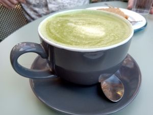 Matcha latte at Deeney's Cafe in East London