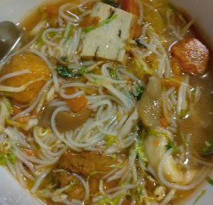 noodle soup, half eaten (I forgot to take picture when it first came out) at Thien Tam 5 in Da Lat