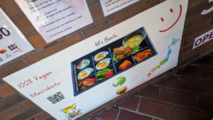 Menu at M's Bento in Kyoto