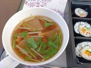 soup included in the bento menu at M's Bento in Kyoto
