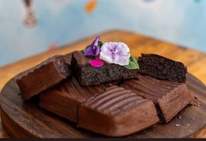 Cocoa beet oatmeal brownies without dairy or butter. Gluten free at Café TataCasBel Palomino in Palomino