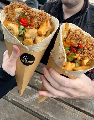 Heaped with toppings. The Vegan One  at Wok Wraps  in Felixstowe