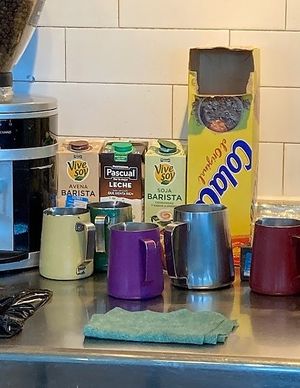 Oat & soy milks for coffee at MAD - Breadway in Madrid