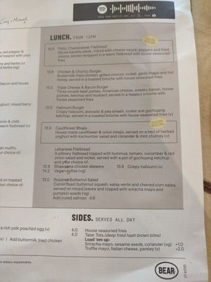 Menu, 1 June 2024 at Bear   in Ashbourne