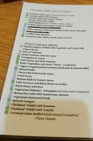 menu at Habanita in Sevilla