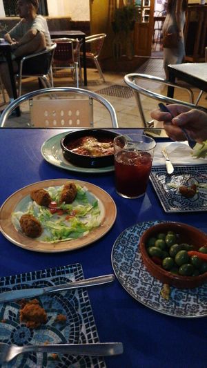 pimientos y croquetas at Habanita in Sevilla