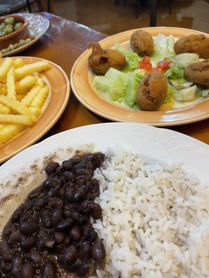 Black beans and rice, vegan croquettes  at Habanita in Sevilla