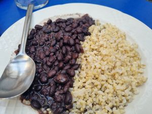 Beans and brown rice at Habanita in Sevilla