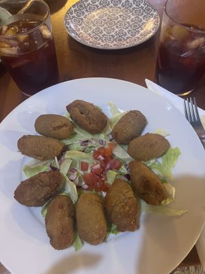 Leek and date croquettes, I know they dont look much but these were amazing and super filling  at Habanita in Sevilla