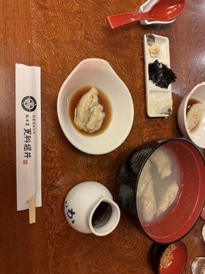Buckwheat dough dumplings   at Sarashina Horii in Tokyo