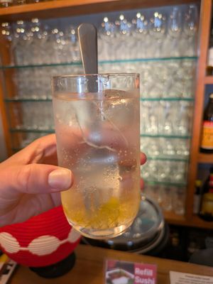 Yuzu soda at Vegan Sushi Tokyo in Tokyo