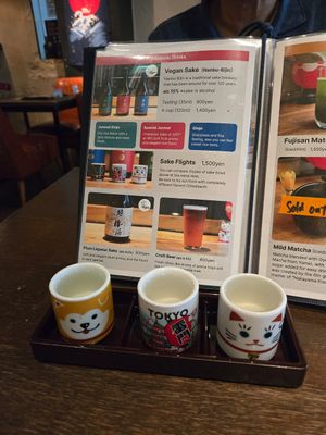 Had the certified vegan sake flight at Vegan Sushi Tokyo in Tokyo