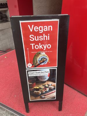 Outside! Look for sign  at Vegan Sushi Tokyo in Tokyo