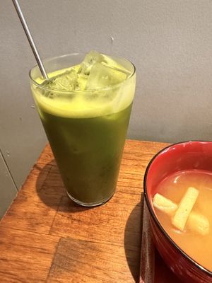 Mild matcha with oat milk  at Vegan Sushi Tokyo in Tokyo
