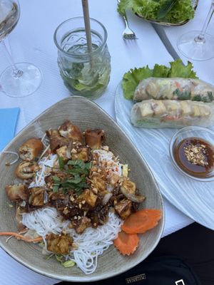 Noodle salad and summer roll  at Omura in Nice