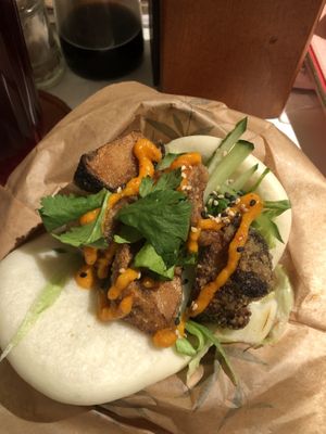 vegan bao with fried mushrooms  at Jen's Bing Café in Amsterdam