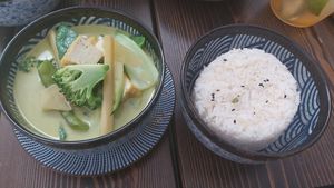 Greem Curry with Rice. at Mandala in Bonn