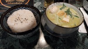 Green Curry with rice. at Mandala in Bonn