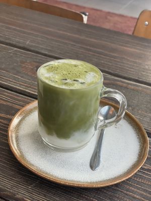 Matcha Latte with coconut milkk  at Emilia Brunch & Cocktails in Guimaraes
