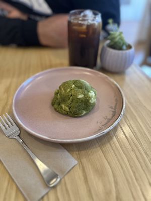Matcha and white choc cookie  at Velicious Café in North Narrabeen