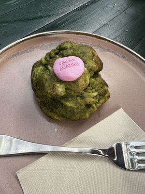 Matcha white chocolate cookie warmed   at Velicious Café in North Narrabeen