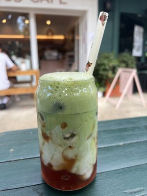 Strawberry matcha   at Velicious Café in North Narrabeen