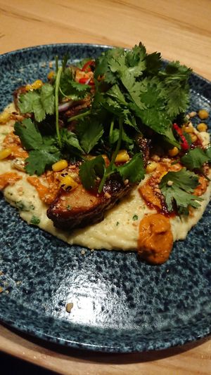 Baked celeriac and polenta dish. 32 euro, no less. at Burbank Restaurant  in Frankfurt