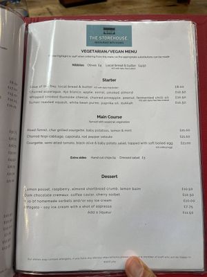 Separate veg/vegan menu  at The Storehouse Restaurant with Rooms in Orkney Islands