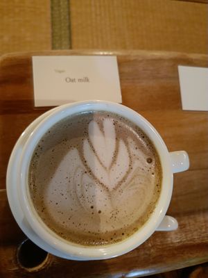 Hoijicha latte at meguri coffee  in Nikko