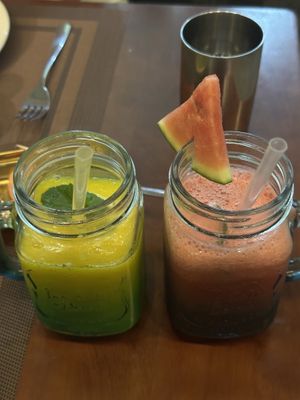 Mango and watermelon juices, delicious!  at Kerala Palace Authentic Indian Restaurant in Nha Trang
