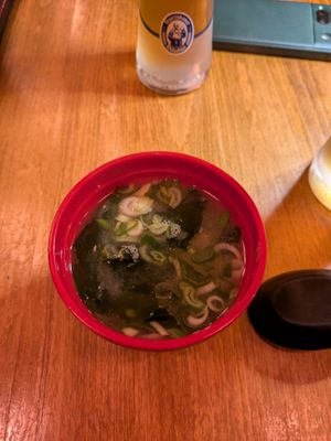 Miso soup at CUBO in Berlin