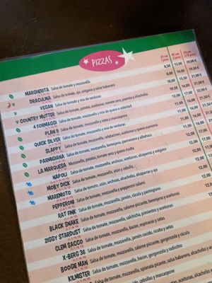 vegan options labelled at Villa di Wow in Gijon