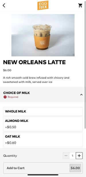 Beverage Menu  at Egg Tuck in Gardena