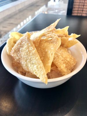 Fried waton skins at Khayal Restaurant in Abu Dhabi