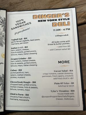 Menu  at The Uncanny in Portland