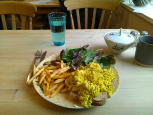 A nice vegan scrambled egg. at The Sunflower Cafe in Hastings