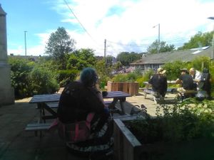 It has a nicely cared for garden at The Sunflower Cafe in Hastings