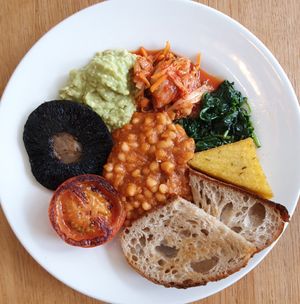 Vegan breakfast at Bread & Bean in North London