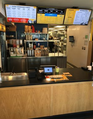 Ordering counter. Vegan items are clearly labeled. at Brasa in Hopkins