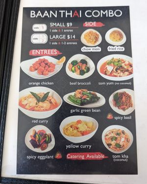 Combo deal menu at Baan Thai in Santa Maria