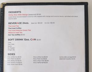 Menu at Baan Thai in Santa Maria