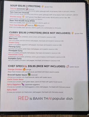 Updated menu at Baan Thai in Santa Maria