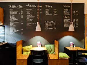 Drink menu on the wall at Sattgrün - Hafen at Sattgrün - Hafen in Dusseldorf