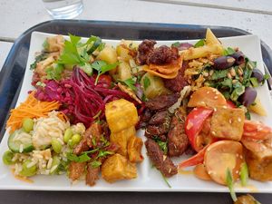 Large plate filled with goodness at Sattgrün - Hafen in Dusseldorf