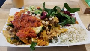 My plate of food from buffet at Sattgrün - Hafen in Dusseldorf