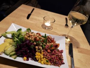 Salad buffet dish at Sattgrün - Hafen in Dusseldorf