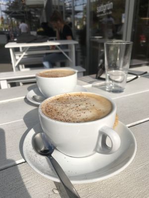 Cappuccino  at Sattgrün - Hafen in Dusseldorf
